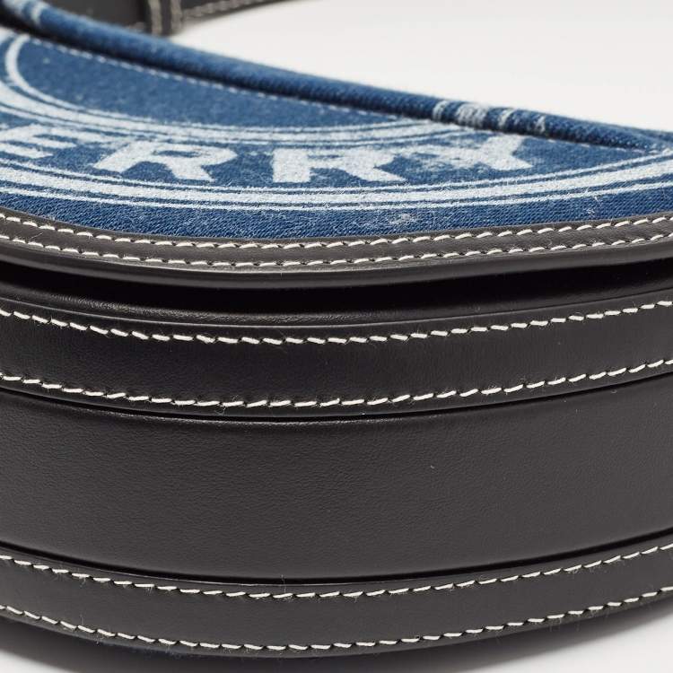 Pre Owned Burberry Blue/Black Denim and Leather Small Olympia Shoulder Bag