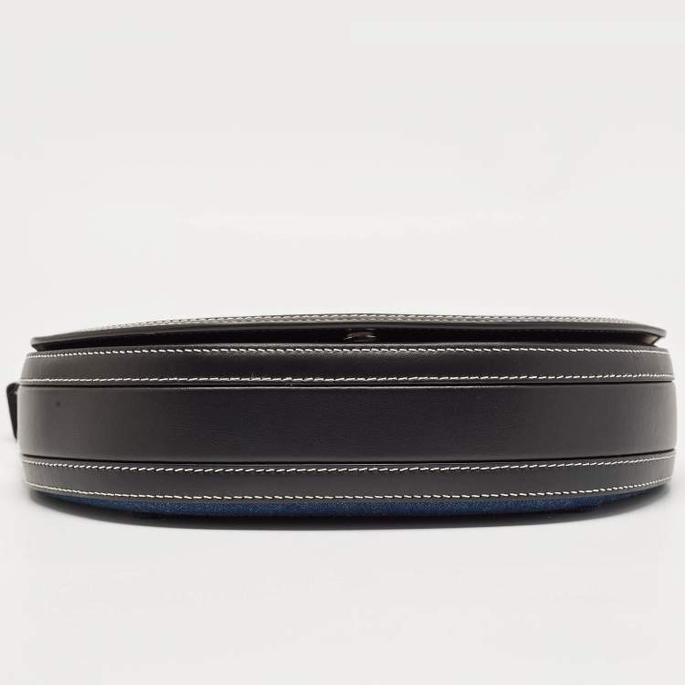 Pre Owned Burberry Blue/Black Denim and Leather Small Olympia Shoulder Bag