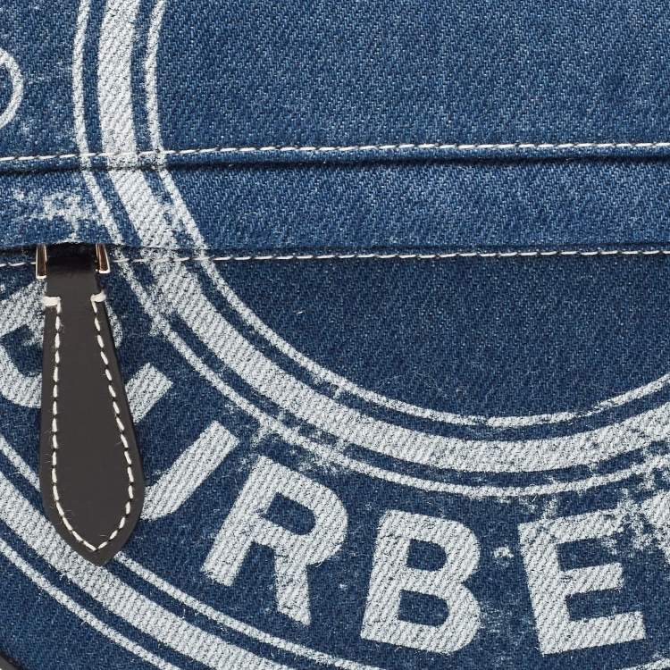 Pre Owned Burberry Blue/Black Denim and Leather Small Olympia Shoulder Bag