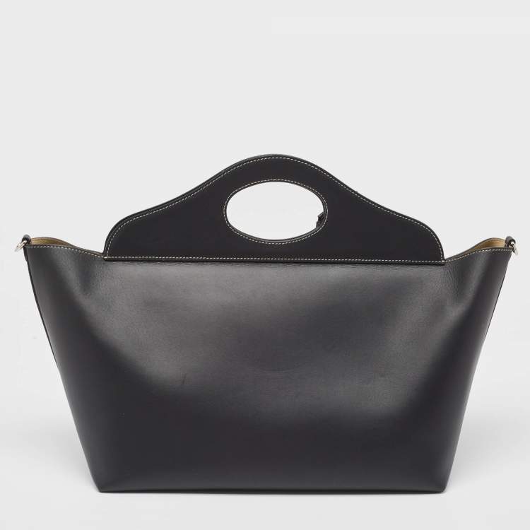 Pre Owned Burberry Black Leather Medium Soft Pocket Tote