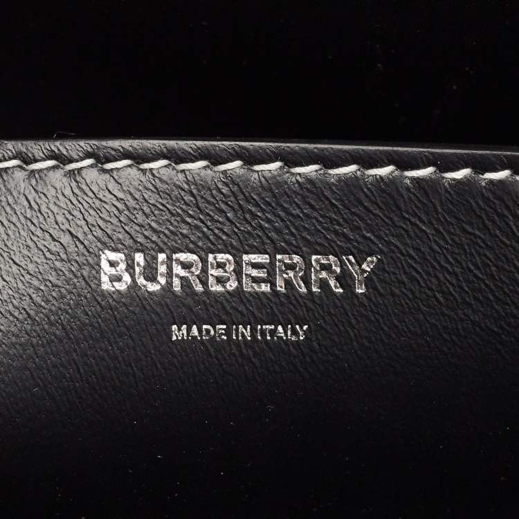 Pre Owned Burberry Blue/Black Denim and Leather Medium Note Shoulder Bag