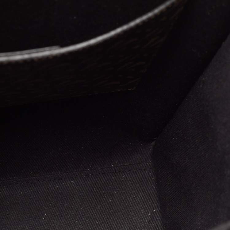 Pre Owned Burberry Black/Brown TB Monogram Coated Canvas and Leather Stripe Portrait Tote