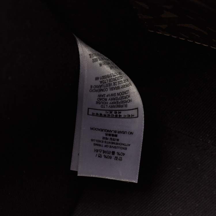 Pre Owned Burberry Black/Brown TB Monogram Coated Canvas and Leather Stripe Portrait Tote