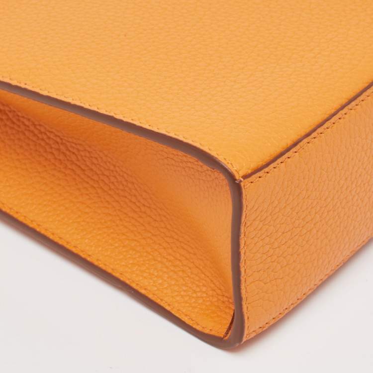 Pre Owned Burberry Orange Leather TB Logo Phone Crossbody Bag