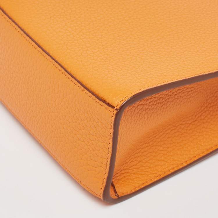 Pre Owned Burberry Orange Leather TB Logo Phone Crossbody Bag