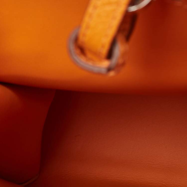 Pre Owned Burberry Orange Leather TB Logo Phone Crossbody Bag