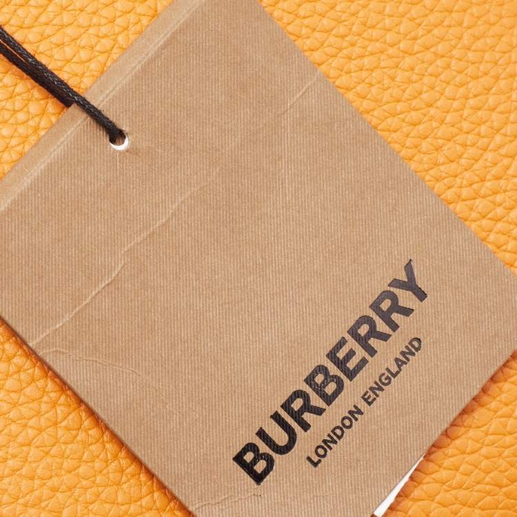 Pre Owned Burberry Orange Leather TB Logo Phone Crossbody Bag