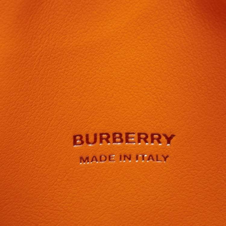 Pre Owned Burberry Orange Leather TB Logo Phone Crossbody Bag