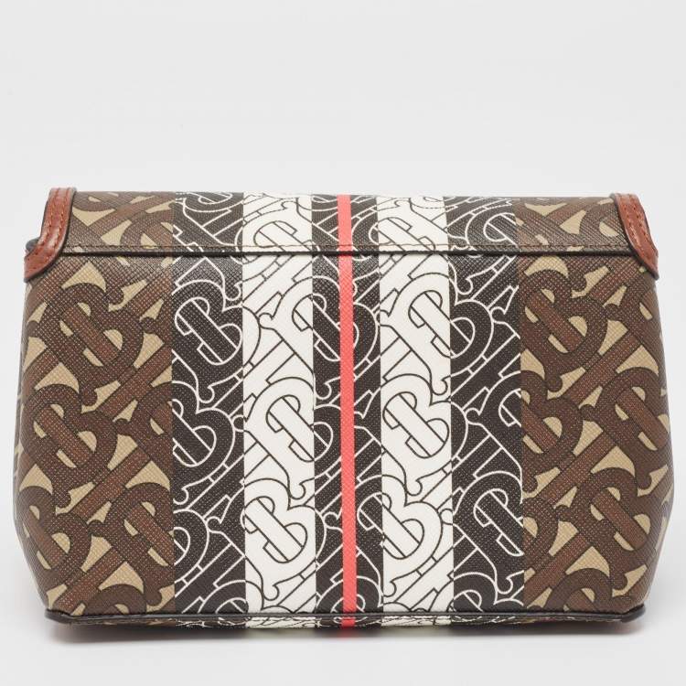 Pre Owned Burberry Brown/Black TB Monogram Coated Canvas and Leather Hackberry Crossbody Bag