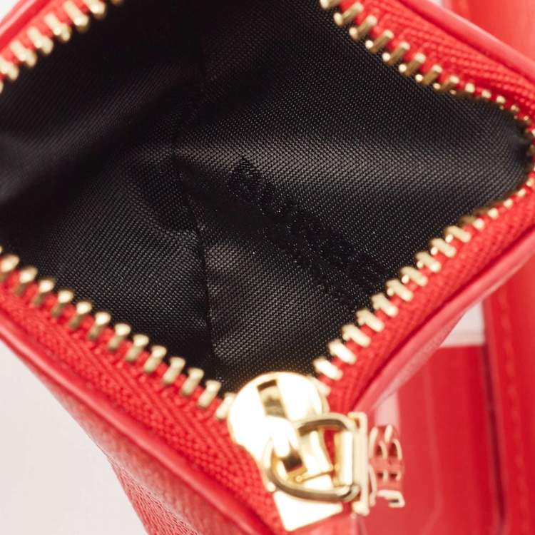 Pre Owned Burberry Red Leather Sidney Trifold Wallet