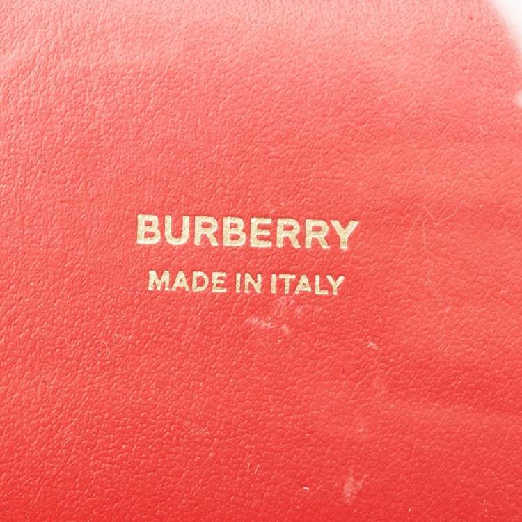Pre Owned Burberry Red Leather Sidney Trifold Wallet