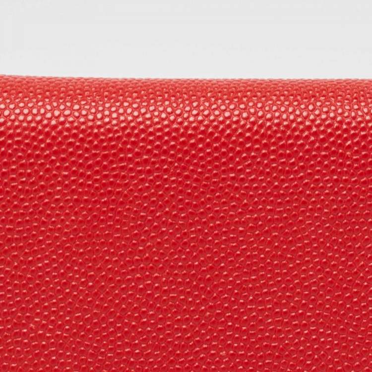 Pre Owned Burberry Red Leather Sidney Trifold Wallet