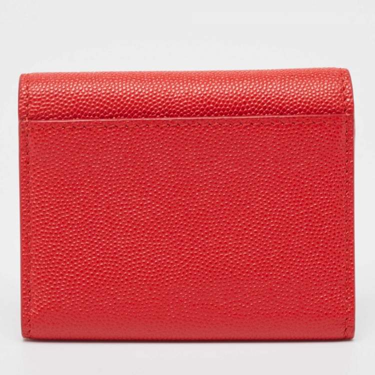 Pre Owned Burberry Red Leather Sidney Trifold Wallet
