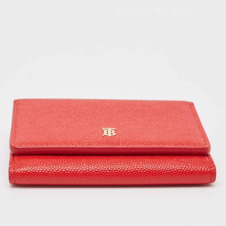 Pre Owned Burberry Red Leather Sidney Trifold Wallet