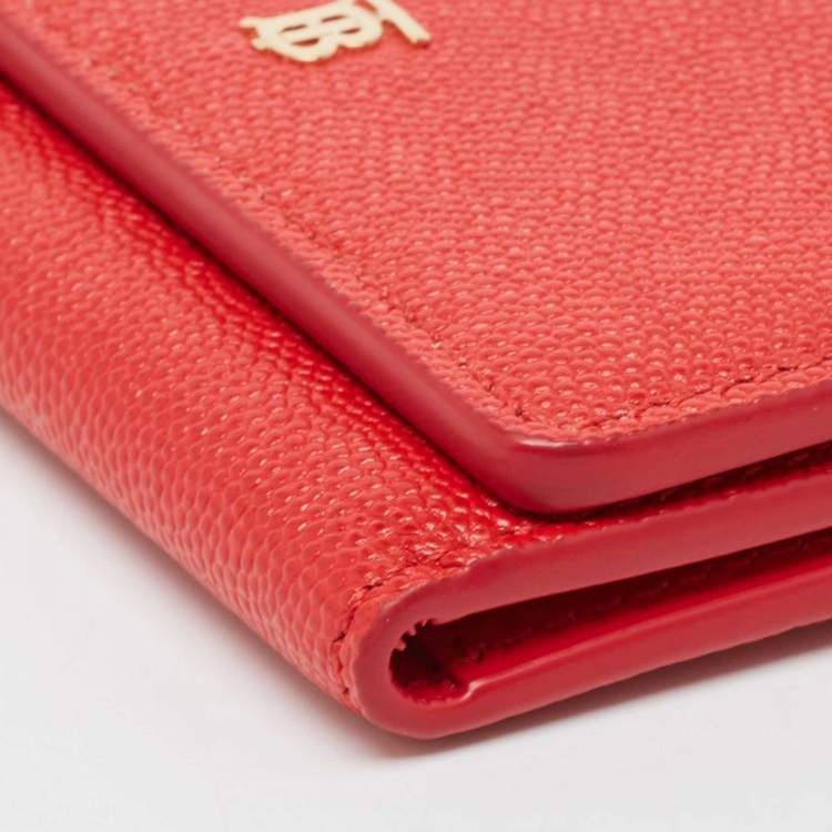 Pre Owned Burberry Red Leather Sidney Trifold Wallet
