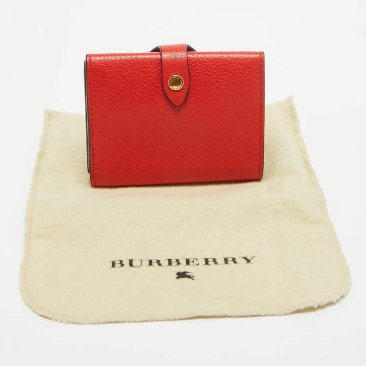 Pre Owned Burberry Red Leather Harlow Compact Wallet