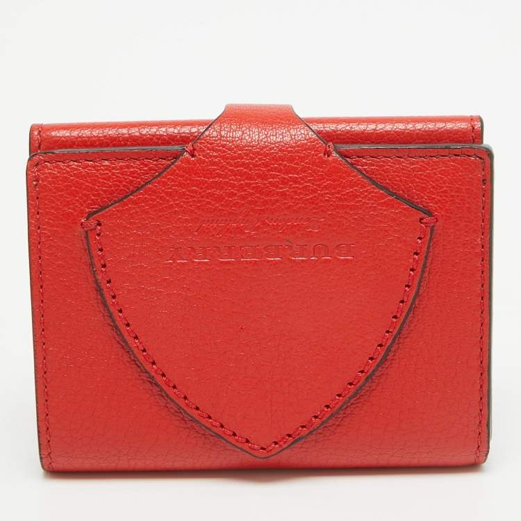 Pre Owned Burberry Red Leather Harlow Compact Wallet