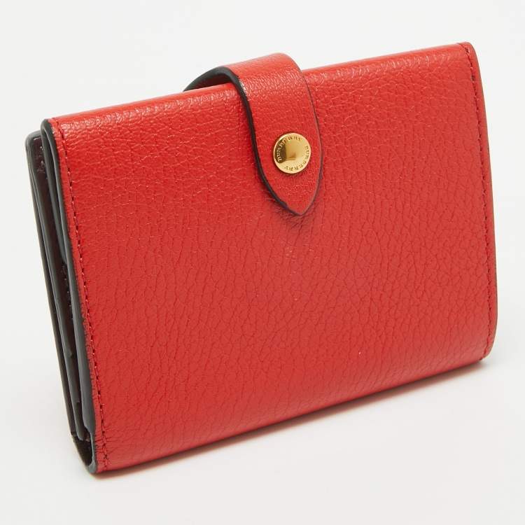 Pre Owned Burberry Red Leather Harlow Compact Wallet