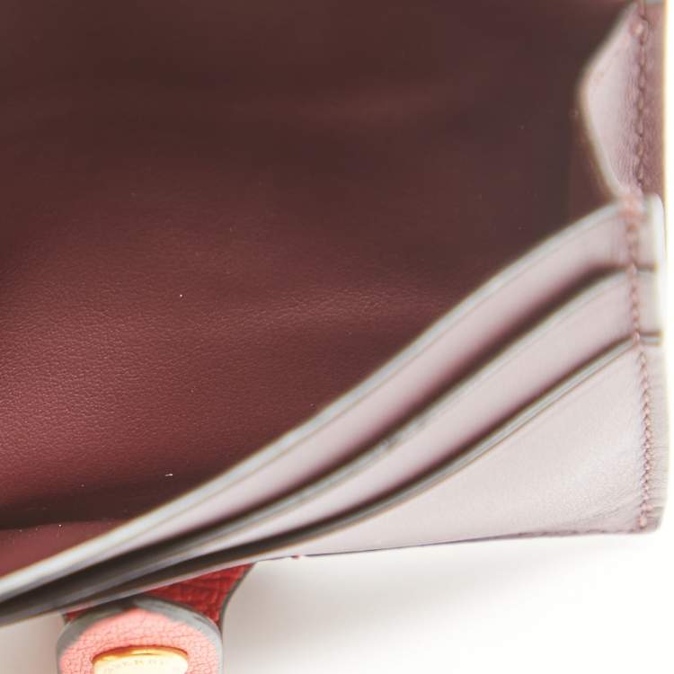 Pre Owned Burberry Red Leather Harlow Compact Wallet