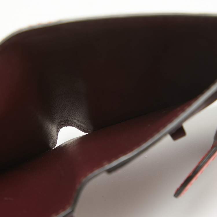 Pre Owned Burberry Red Leather Harlow Compact Wallet