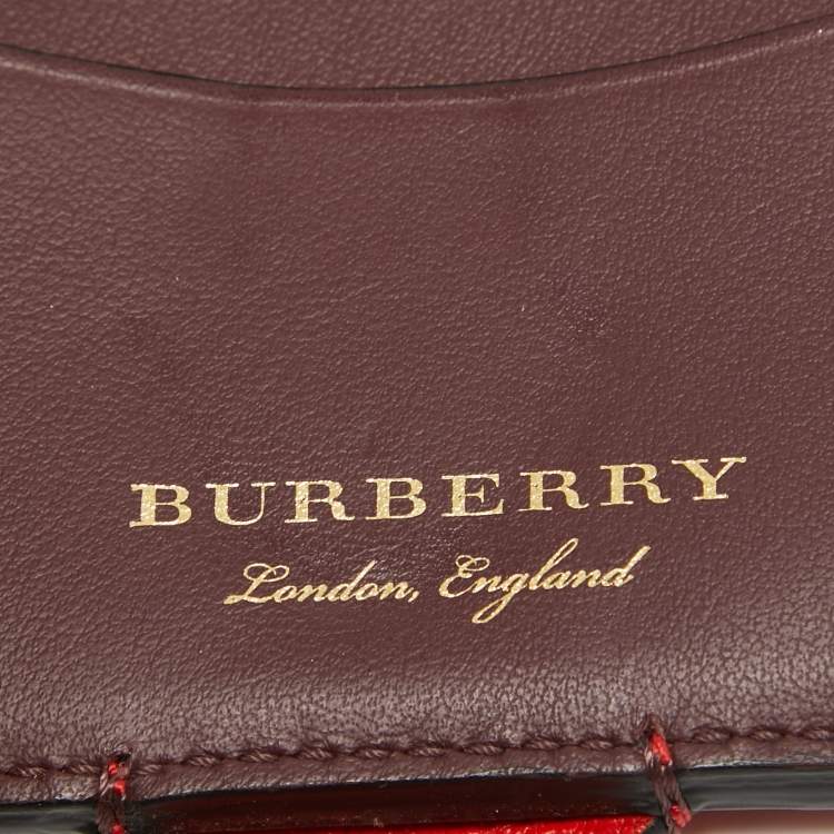 Pre Owned Burberry Red Leather Harlow Compact Wallet