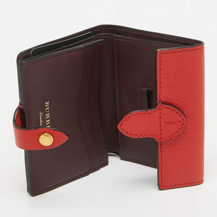 Pre Owned Burberry Red Leather Harlow Compact Wallet