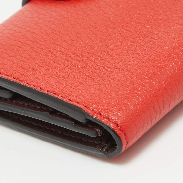 Pre Owned Burberry Red Leather Harlow Compact Wallet