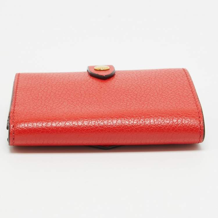 Pre Owned Burberry Red Leather Harlow Compact Wallet