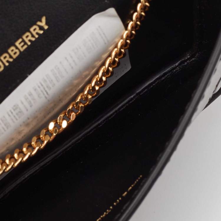 Pre Owned Burberry Black/Brown Leopard Print Leather Jody Chain Card Case