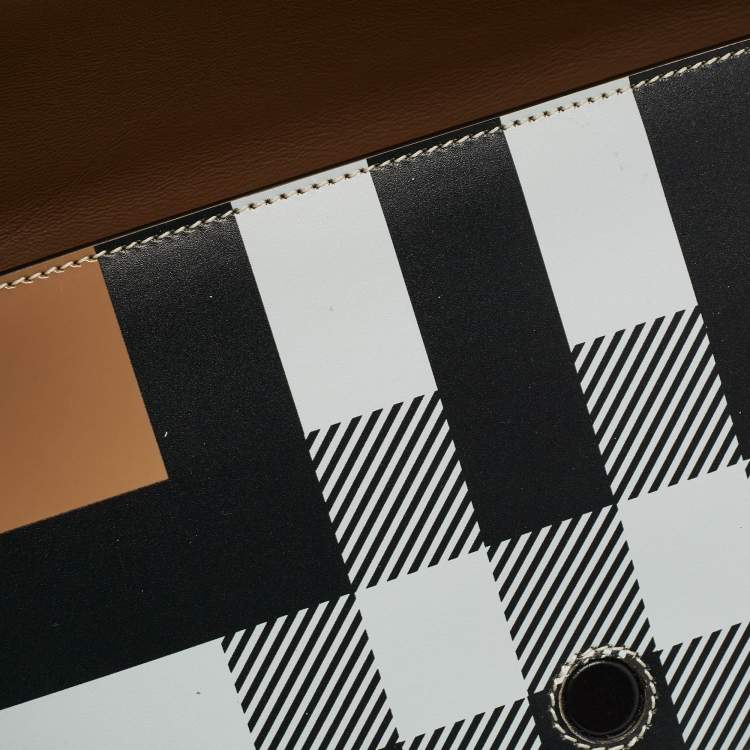 Pre Owned Burberry Beige Check Patent and Leather Small Olympia Shoulder Bag