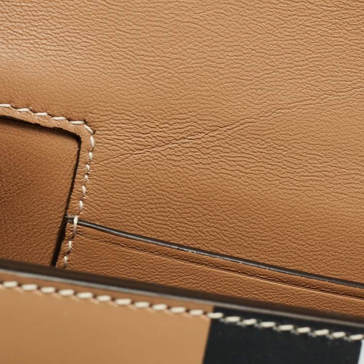 Pre Owned Burberry Beige Check Patent and Leather Small Olympia Shoulder Bag