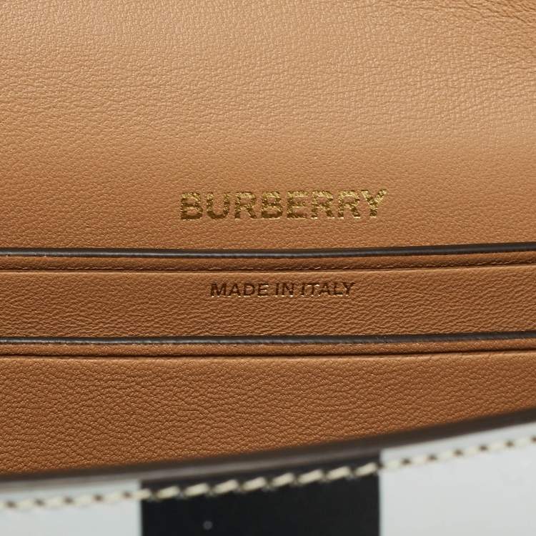 Pre Owned Burberry Beige Check Patent and Leather Small Olympia Shoulder Bag