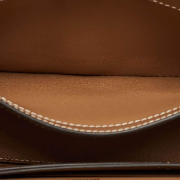 Pre Owned Burberry Beige Check Patent and Leather Small Olympia Shoulder Bag