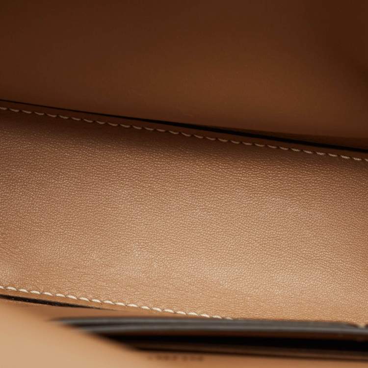 Pre Owned Burberry Beige Check Patent and Leather Small Olympia Shoulder Bag