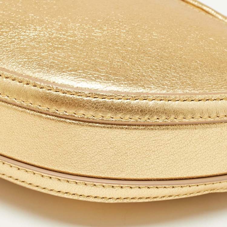 Pre Owned Burberry Gold Leather Mini Olympia Zip Chain Bag