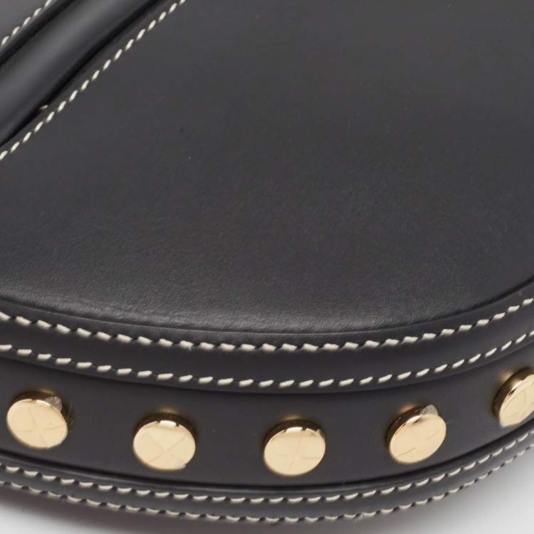 Pre Owned Burberry Black Leather Mini Studded Olympia Zip Bag