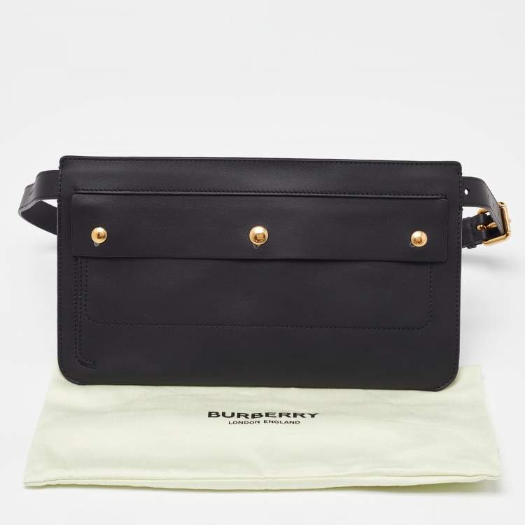 Pre Owned Burberry Black Leather Slim Belt Bag