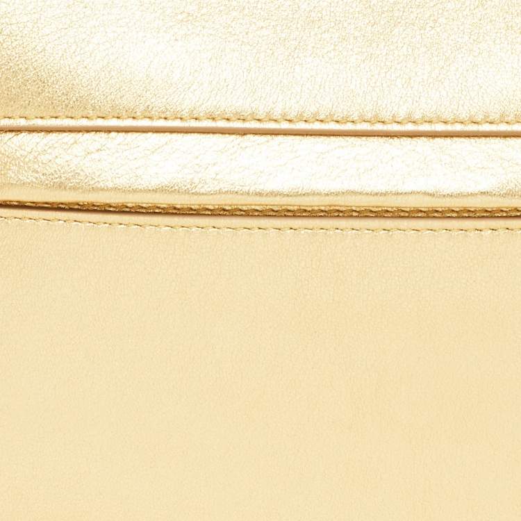 Pre Owned Burberry Gold Leather Mini Olympia Zip Chain Bag