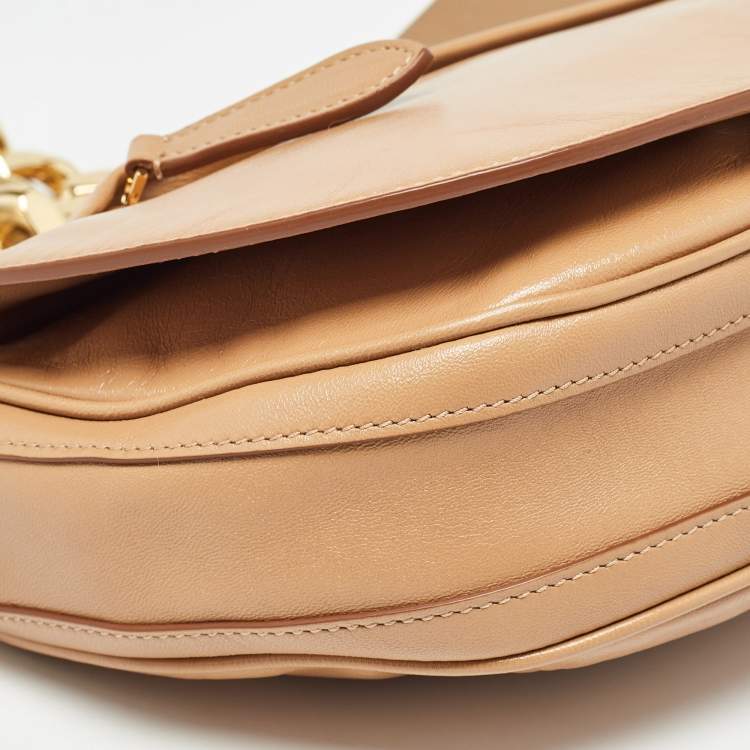 Pre Owned Burberry Beige Soft Leather Small Olympia Bag