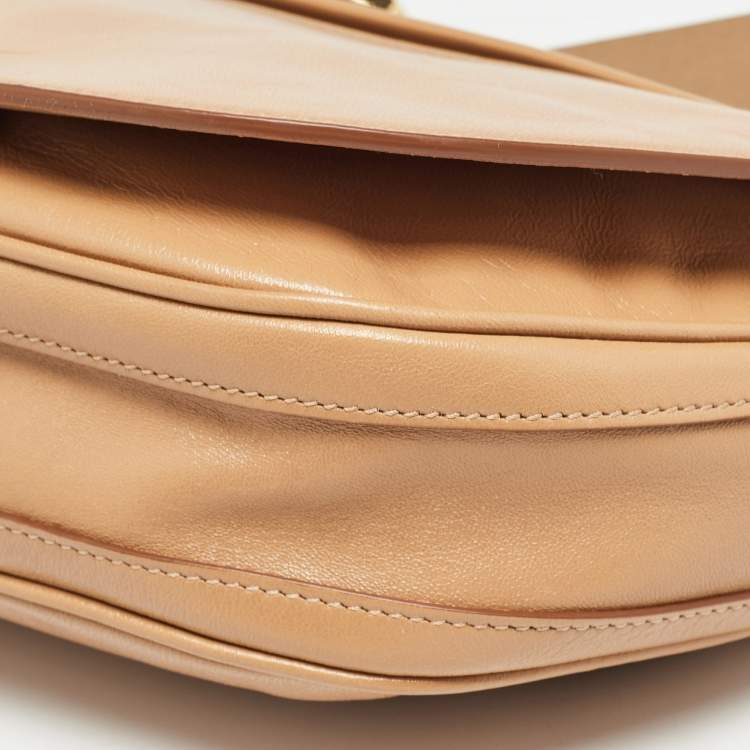 Pre Owned Burberry Beige Soft Leather Small Olympia Bag