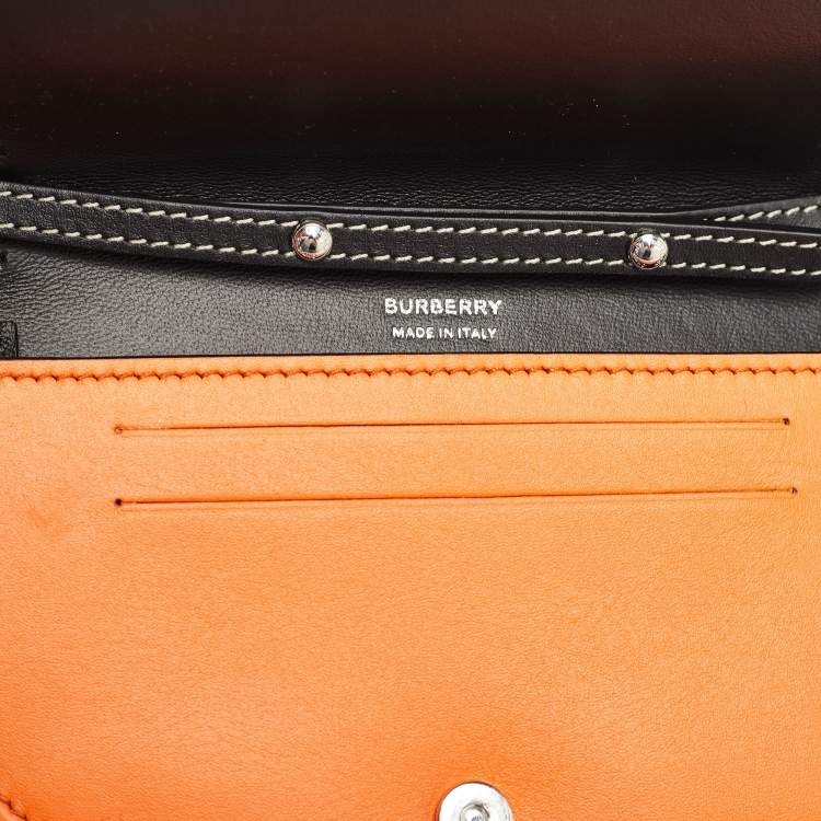 Pre Owned Burberry Orange/Black Leather Mini Double Olympia Bag