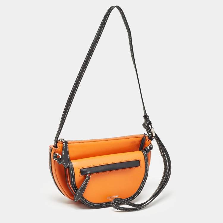 Pre Owned Burberry Orange/Black Leather Mini Double Olympia Bag