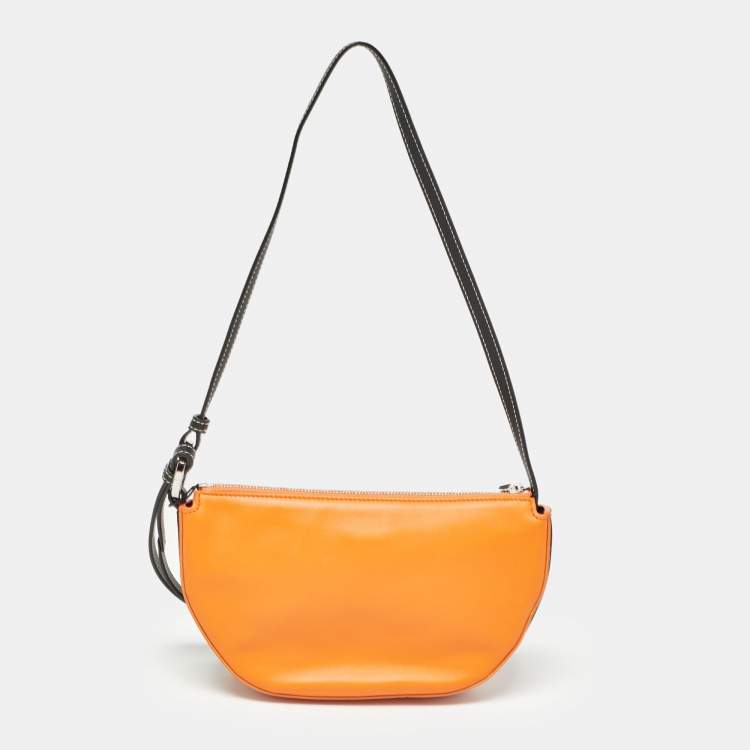 Pre Owned Burberry Orange/Black Leather Mini Double Olympia Bag