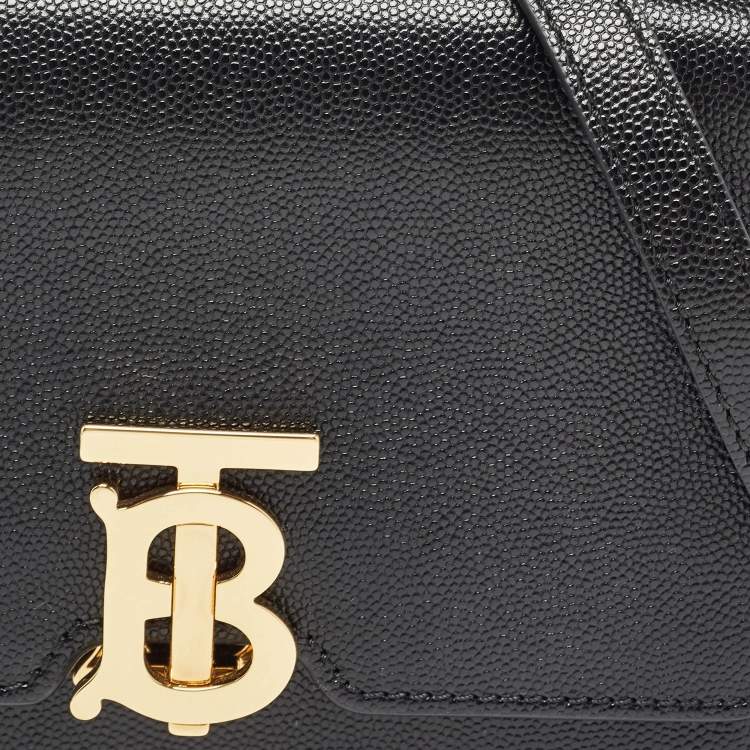 Pre Owned Burberry Black Leather Mini TB Shoulder Bag