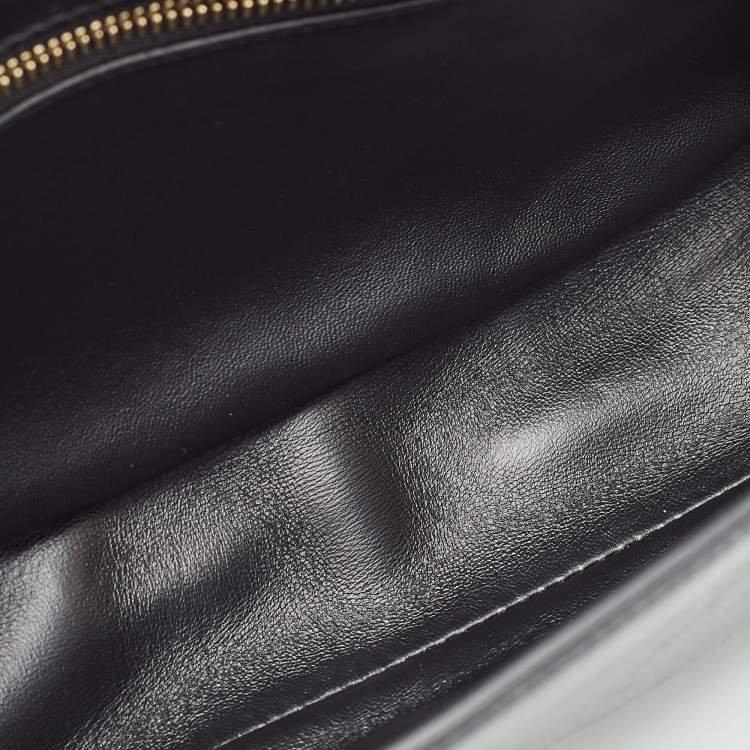 Pre Owned Burberry Black Soft Leather Small Olympia Chain Shoulder Bag