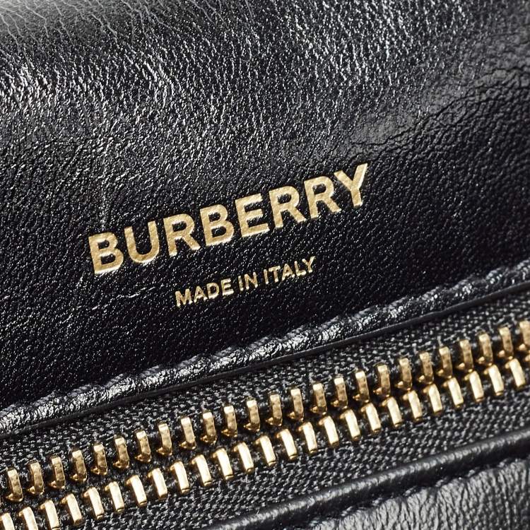Pre Owned Burberry Black Soft Leather Small Olympia Chain Shoulder Bag