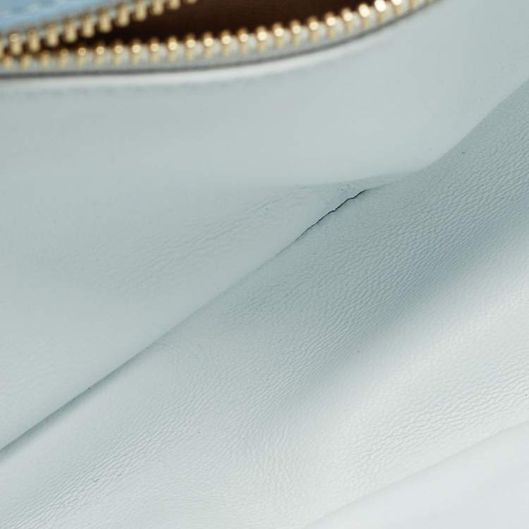 Pre Owned Burberry Light Blue Soft Leather Small Olympia Bag