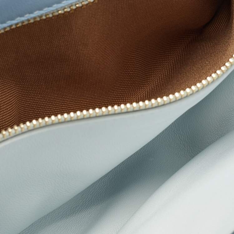Pre Owned Burberry Light Blue Soft Leather Small Olympia Bag