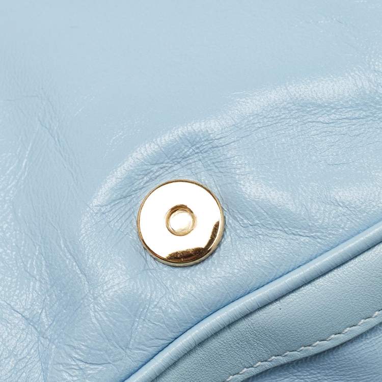 Pre Owned Burberry Light Blue Soft Leather Small Olympia Bag