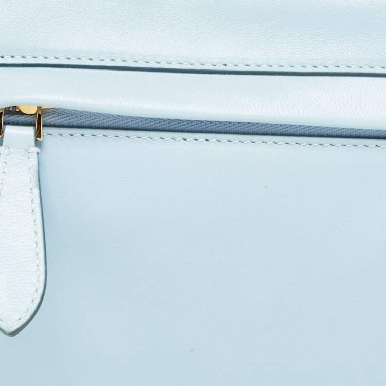 Pre Owned Burberry Light Blue Soft Leather Small Olympia Bag